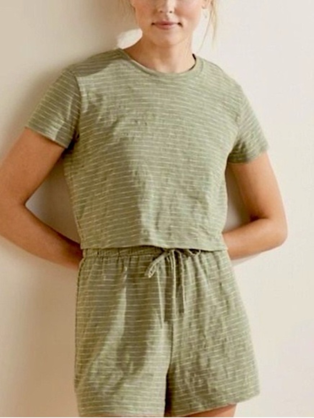 UpWest Olive Green Striped Top